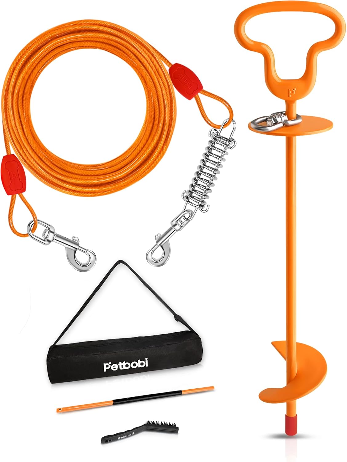 Petbobi Dog Tie-Out Cable and Stake - 30ft 120lbs
