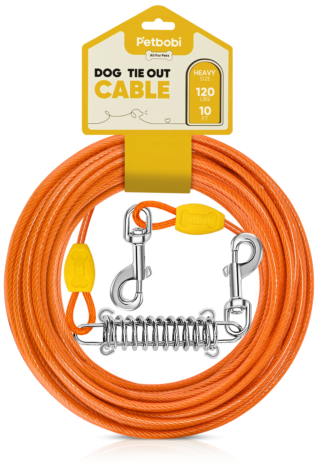 Petbobi Dog Tie Out Cable 30ft with Spring, Heavy Duty Dog Leads for Yard	