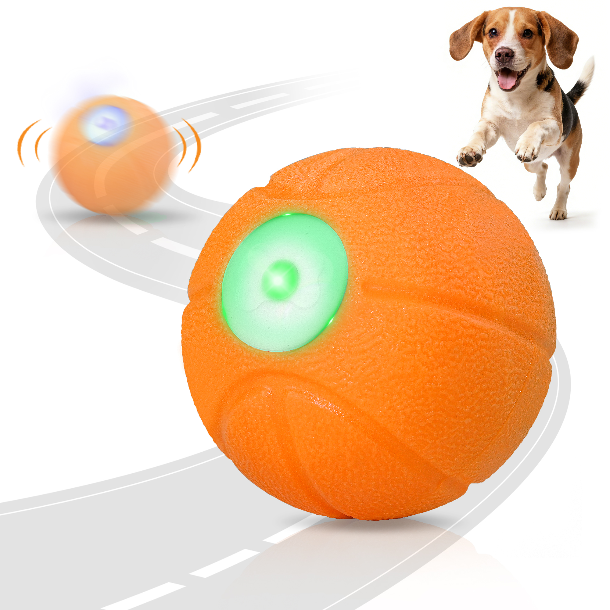 "Petbobi Interactive Dog Ball, Moving & Vibrating Automatic Dog Toy, Thick TPU Basketball Design, USB Rechargeable, Washable & Chew-Resistant Self-Moving Dog Toy for Small Medium Dogs "