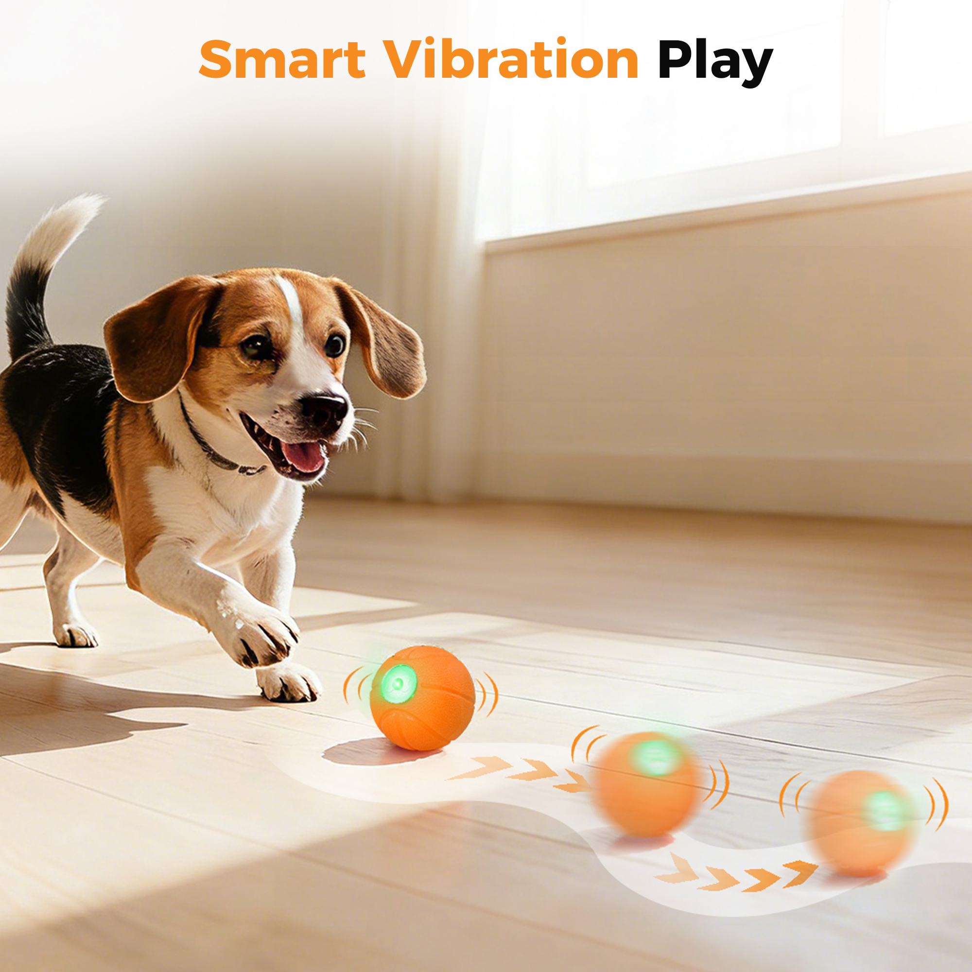 "Petbobi Interactive Dog Ball, Moving & Vibrating Automatic Dog Toy, Thick TPU Basketball Design, USB Rechargeable, Washable & Chew-Resistant Self-Moving Dog Toy for Small Medium Dogs "