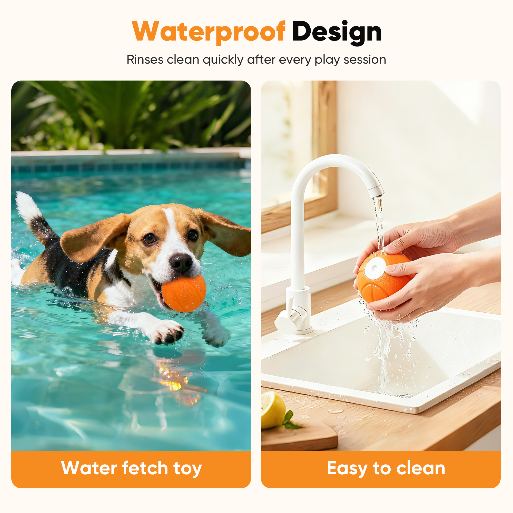 "Petbobi Interactive Dog Ball, Moving & Vibrating Automatic Dog Toy, Thick TPU Basketball Design, USB Rechargeable, Washable & Chew-Resistant Self-Moving Dog Toy for Small Medium Dogs "