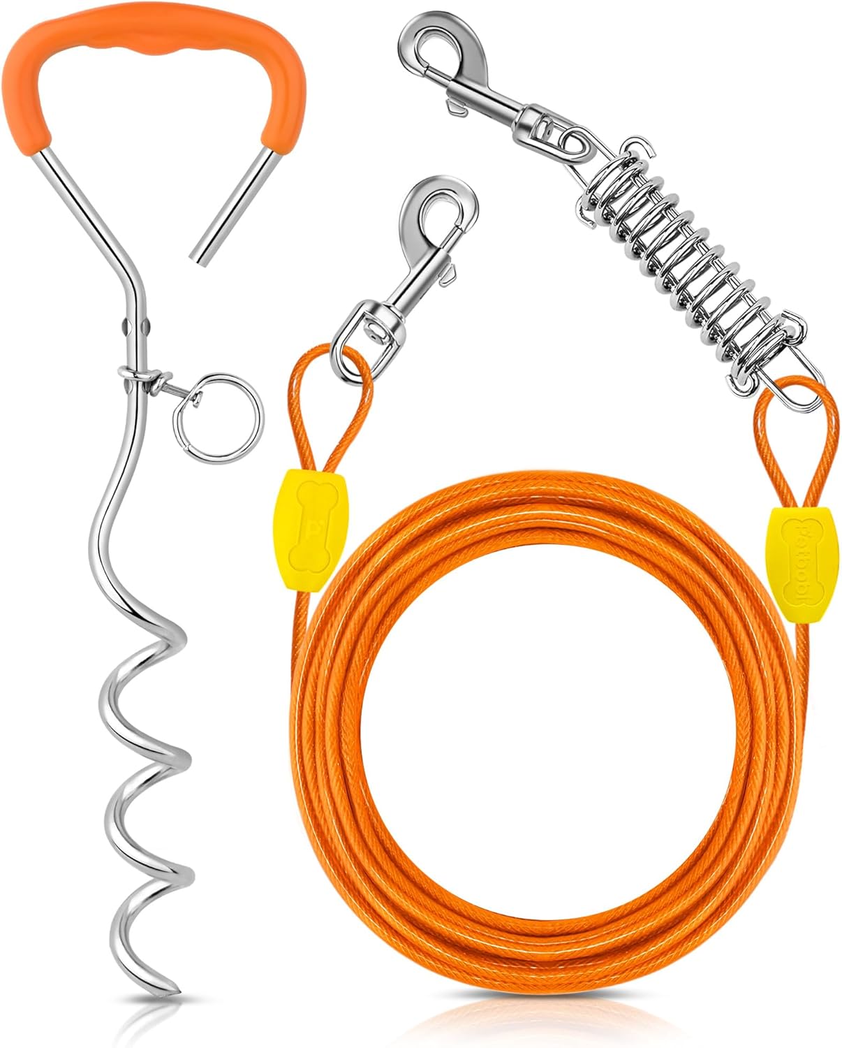 Petbobi Dog Tie Out Cable and Stake, 30ft Heavy Duty Dog Leads for Yard		