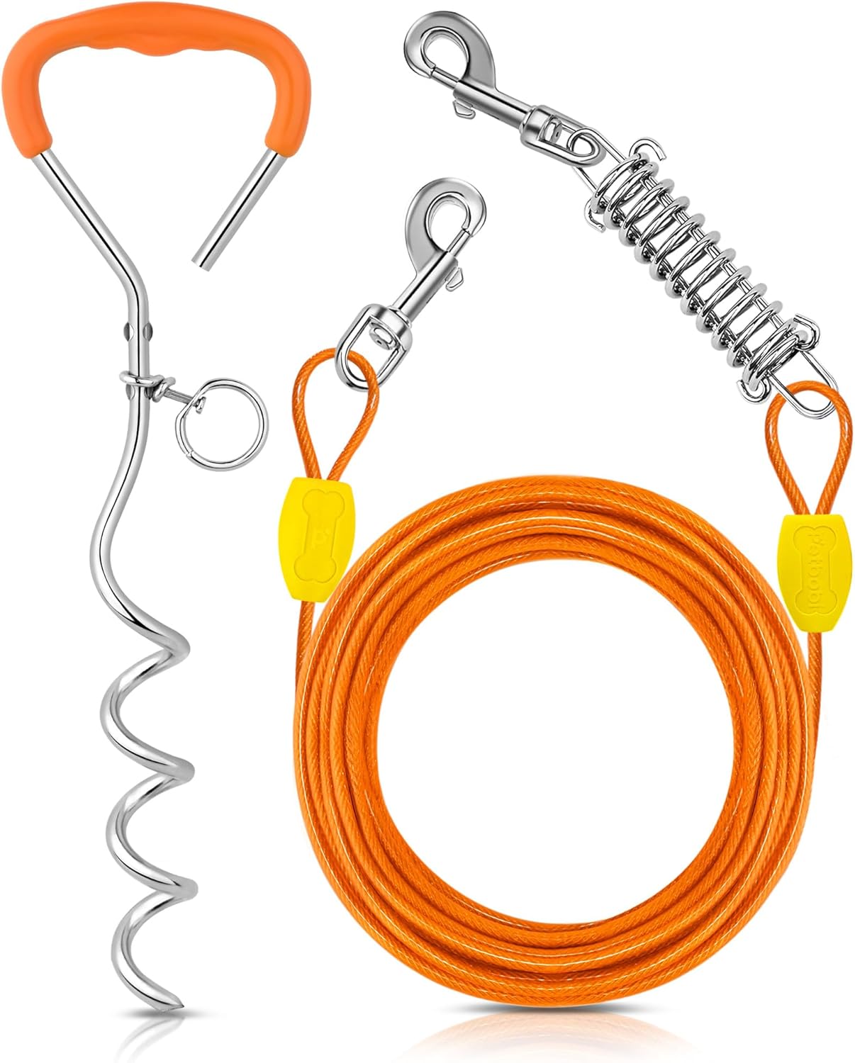 Petbobi Dog Tie Out Cable and Stake, 30ft Heavy Duty Dog Leads for Yard		