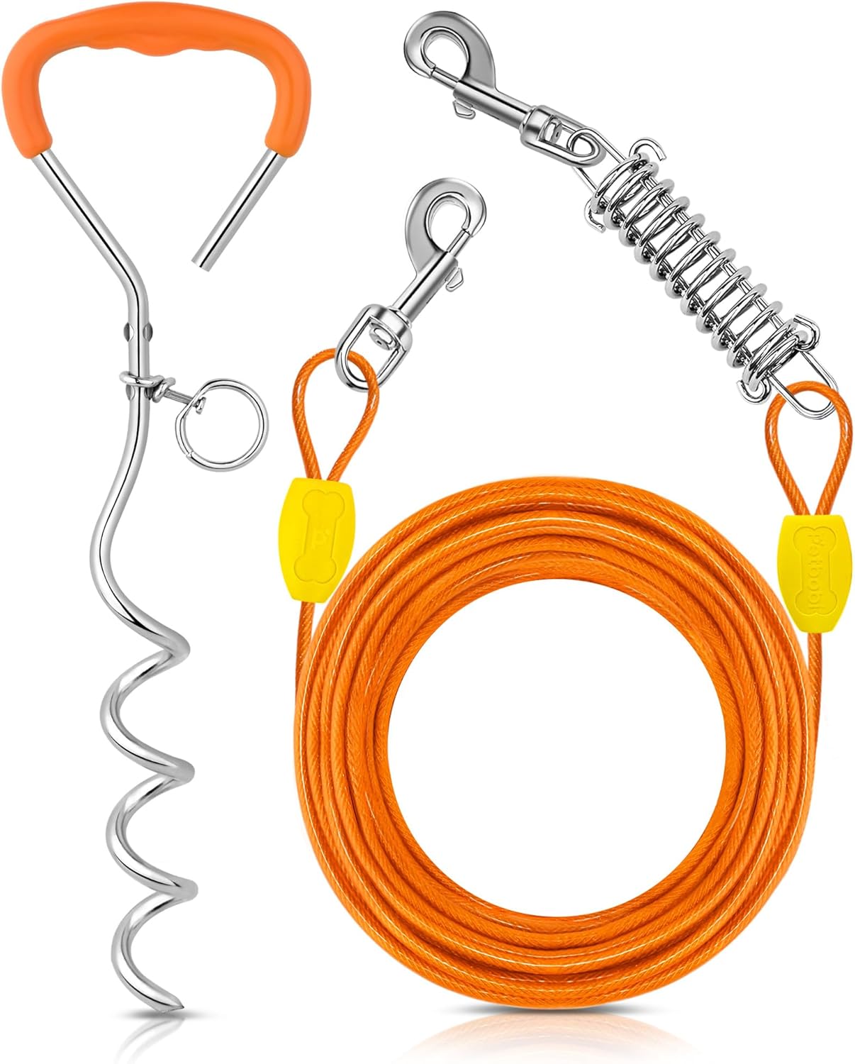 Petbobi Dog Tie Out Cable and Stake, 30ft Heavy Duty Dog Leads for Yard		