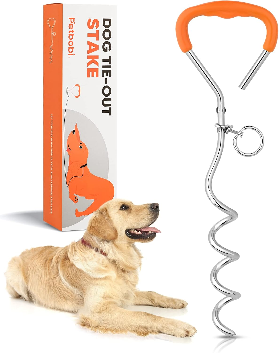 Petbobi Dog Tie Out Stake, 16 Inch Heavy Duty Dog Anchor for Yard Camping