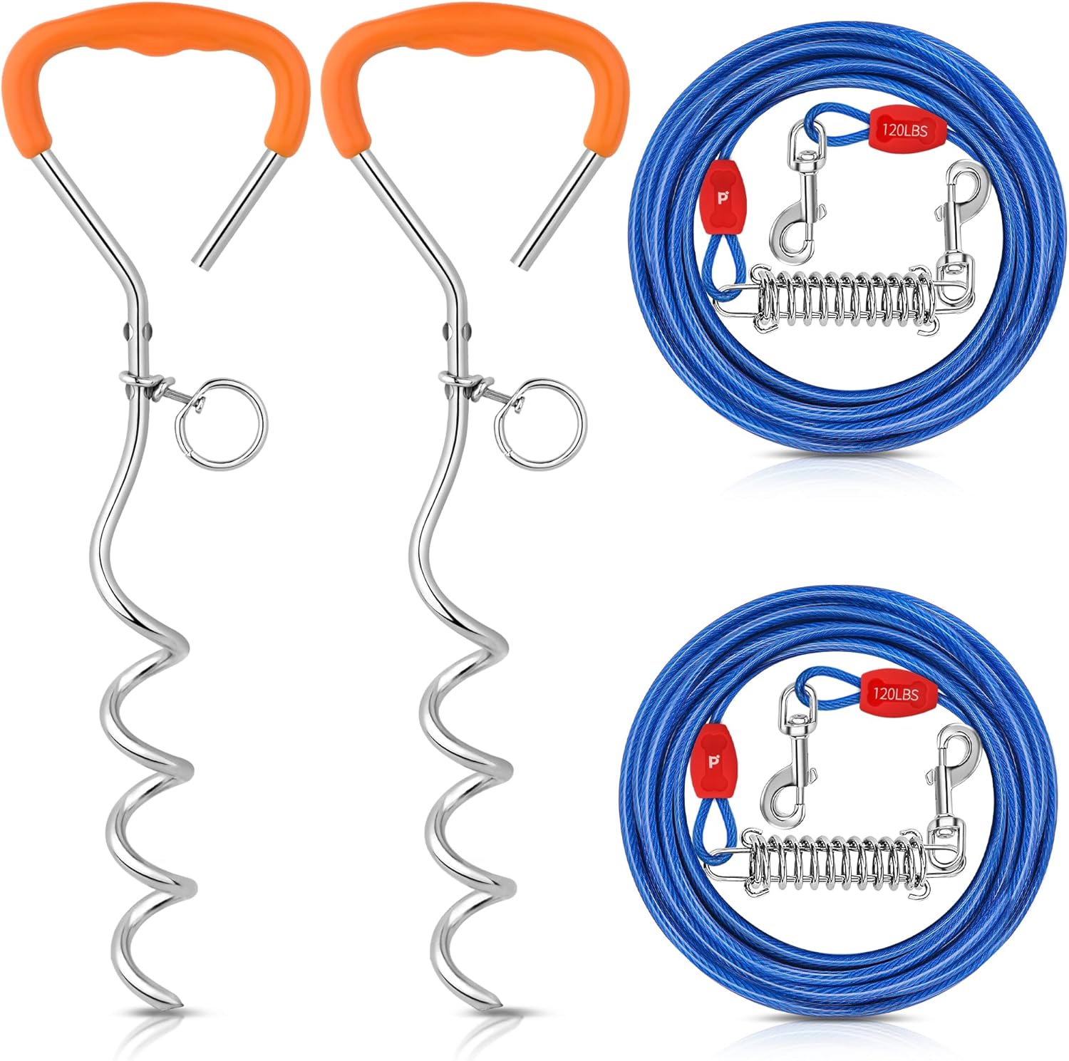 2 Pack Dog Tie-out Cable & Stake