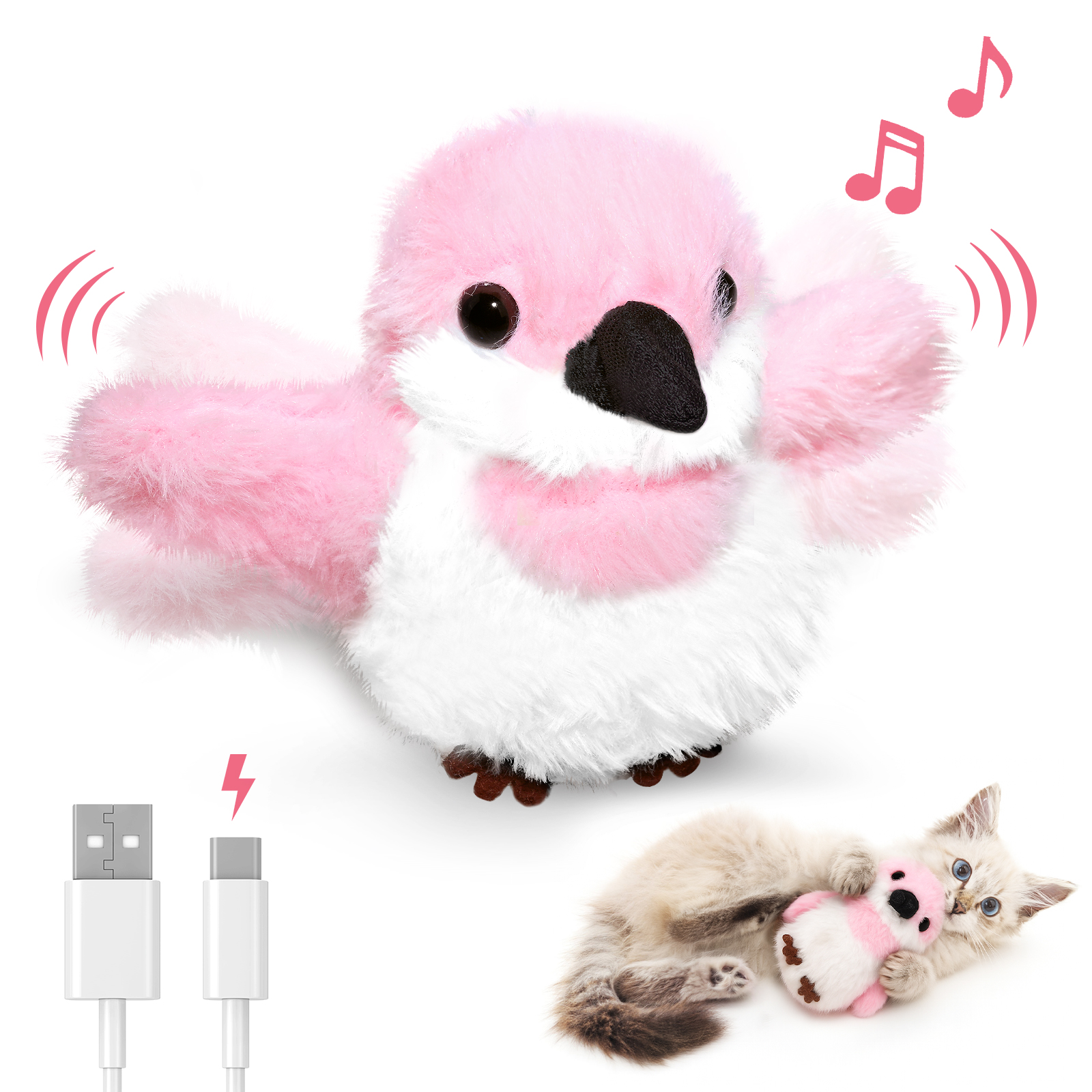 Petbobi Cat Toys Flapping Bird (Pink)
