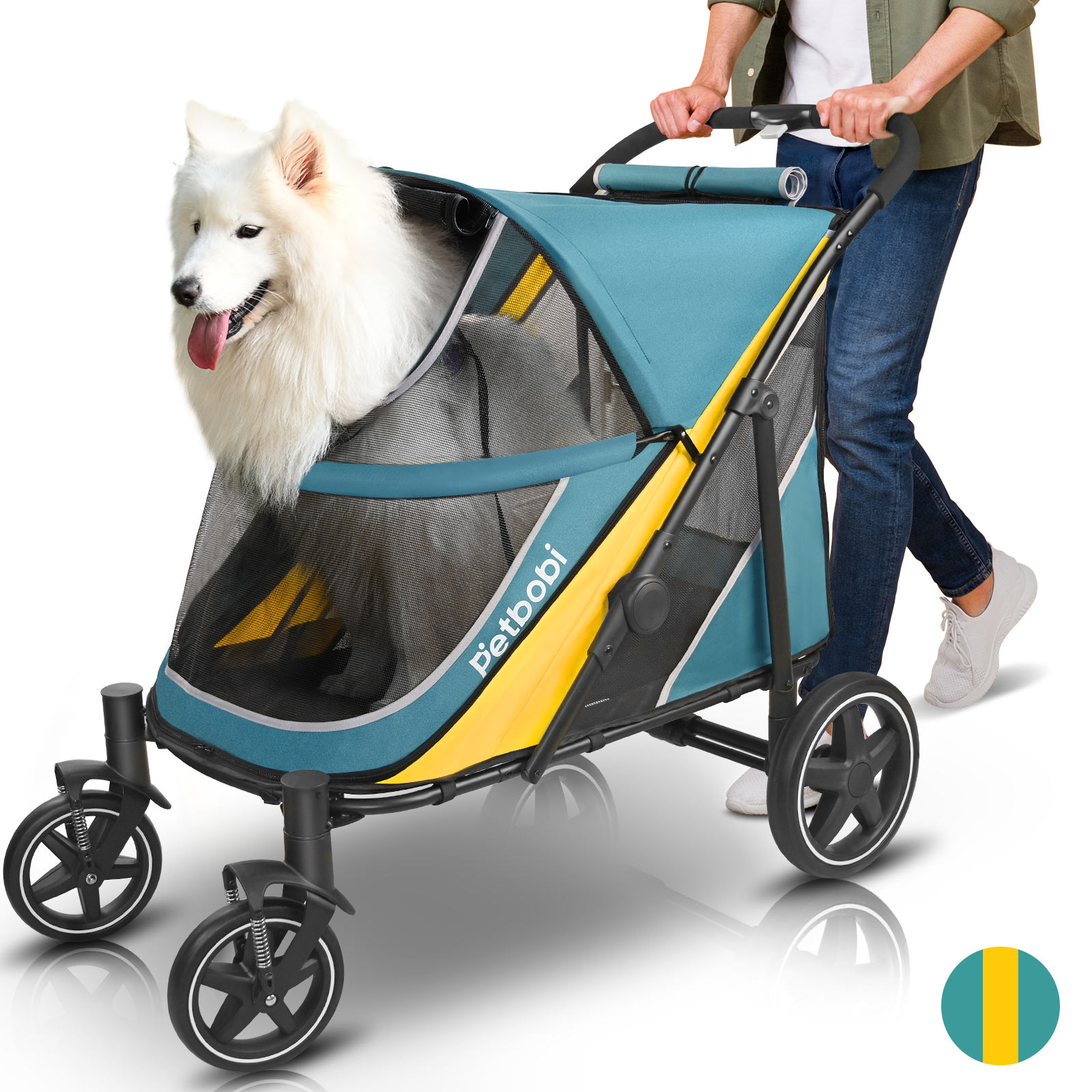 Petbobi Dog Stroller for Large Medium Dogs up to 80 lbs, Dual Entry