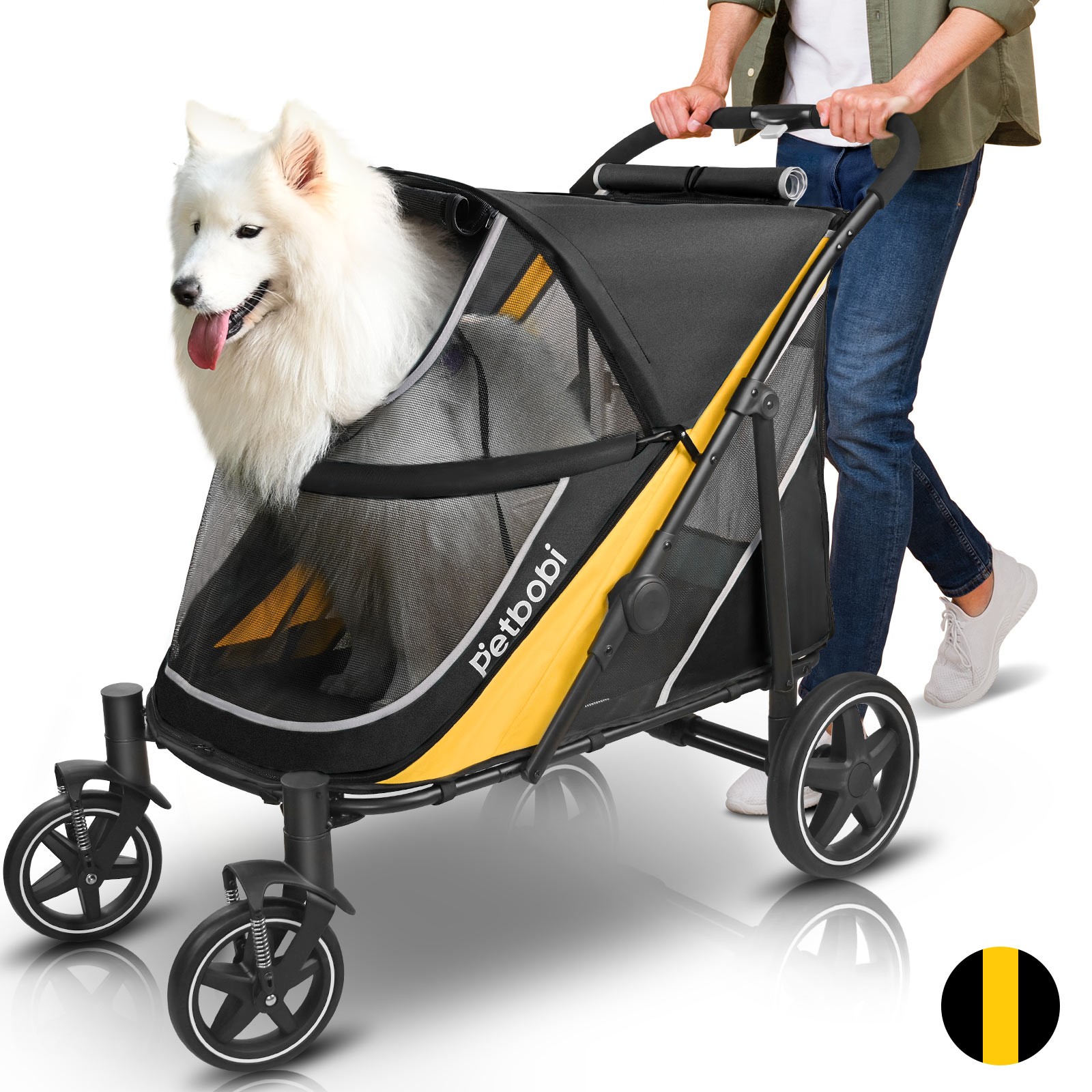 Petbobi Dog Stroller for Large Medium Dogs up to 80 lbs, Dual Entry