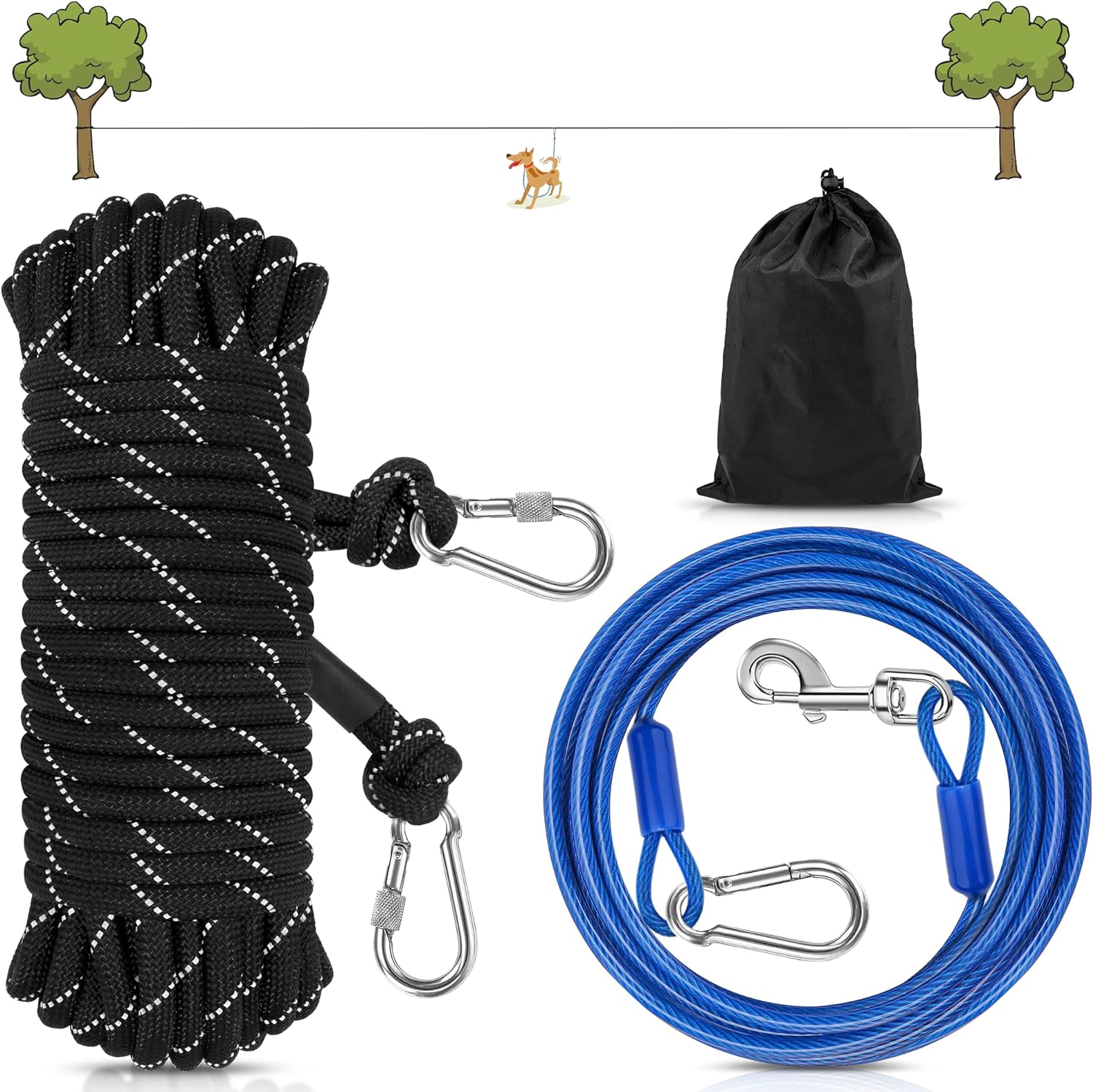 Dog Runner for Yard - Black