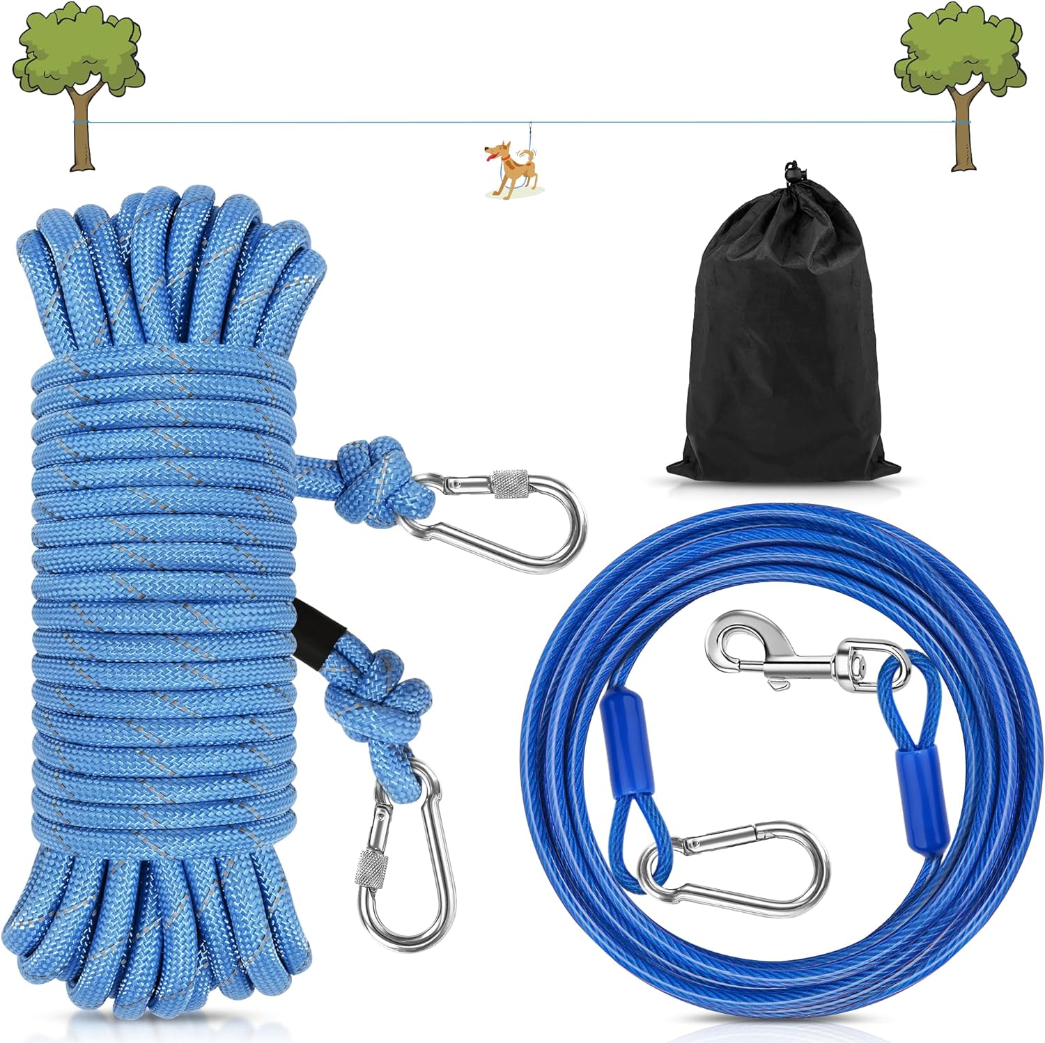 Dog Runner for Yard - Blue