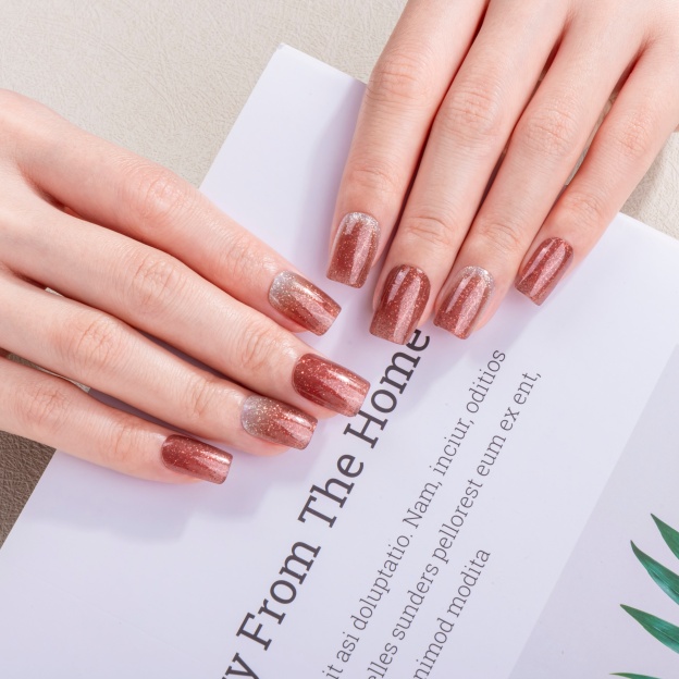 Rose Gold Shimmer Ombre Gel Nail Wraps – Luxe Warmth for Formal Nails