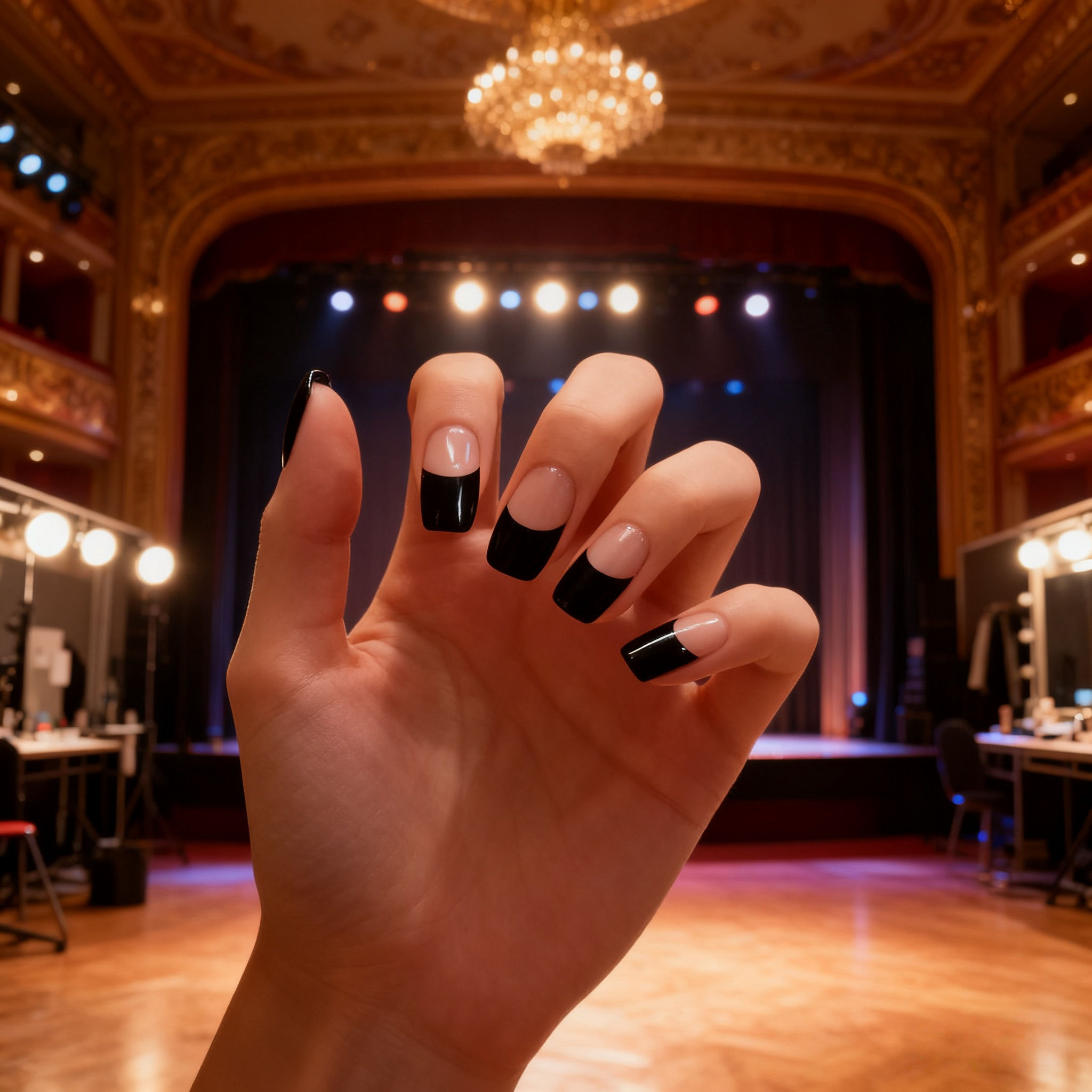 Black French Gel Nail Wraps – Classic Meets Modern