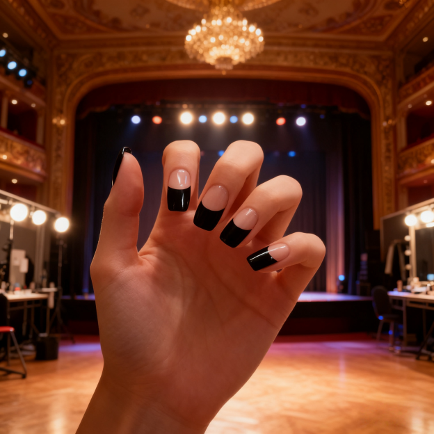 Black French Gel Nail Wraps – Classic Meets Modern