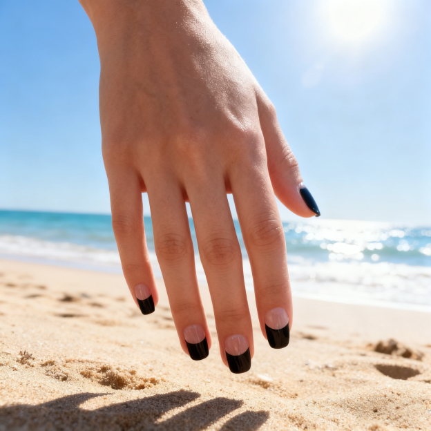 Black French Gel Nail Wraps – Classic Meets Modern