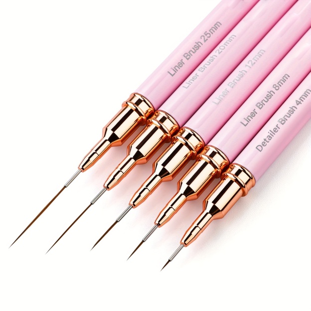 Gel Polish Nail Art Pro-Brush Kit - 5 Unscented Precision Sizes - Acetone Resistant for Stunning Manicures