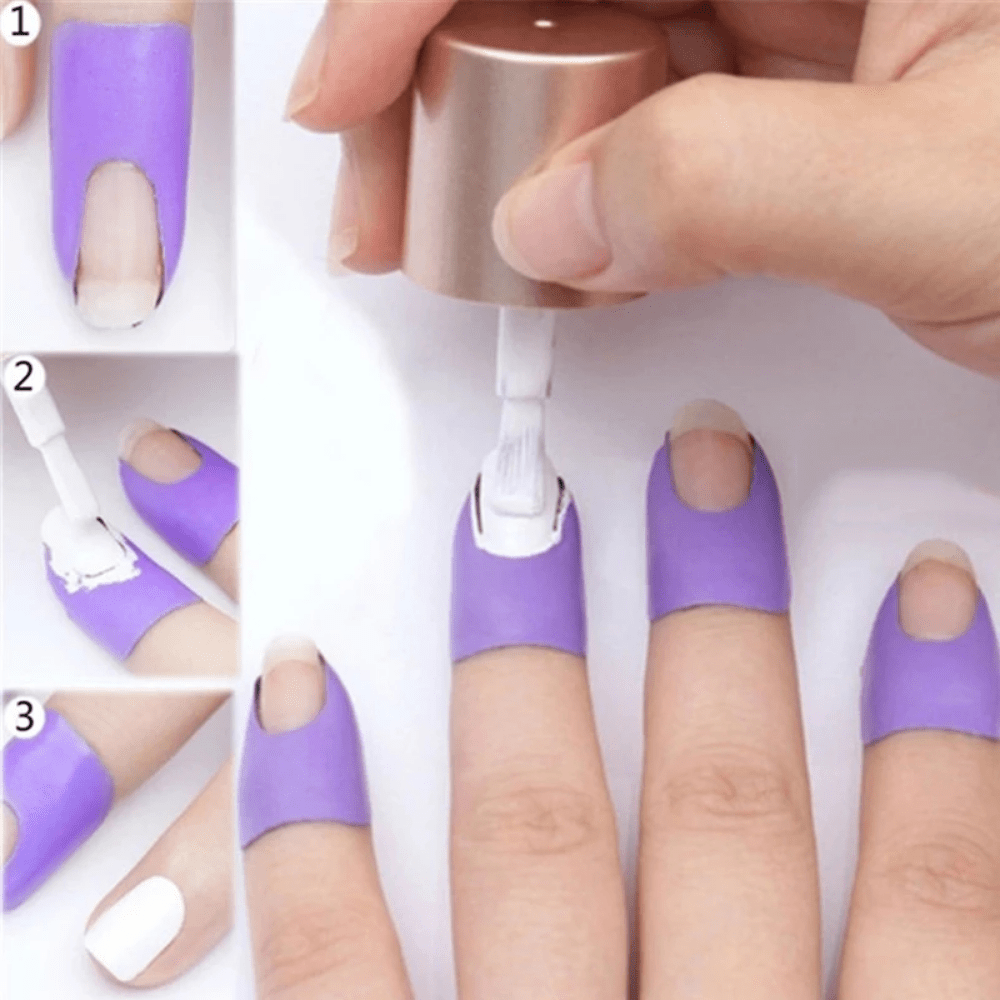 Mess-Free Manicure Magic: Durable, Easy-Apply U-Shape Nail Protector - Flexible, Unscented Latex Polish Barrier