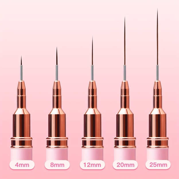 Gel Polish Nail Art Pro-Brush Kit - 5 Unscented Precision Sizes - Acetone Resistant for Stunning Manicures