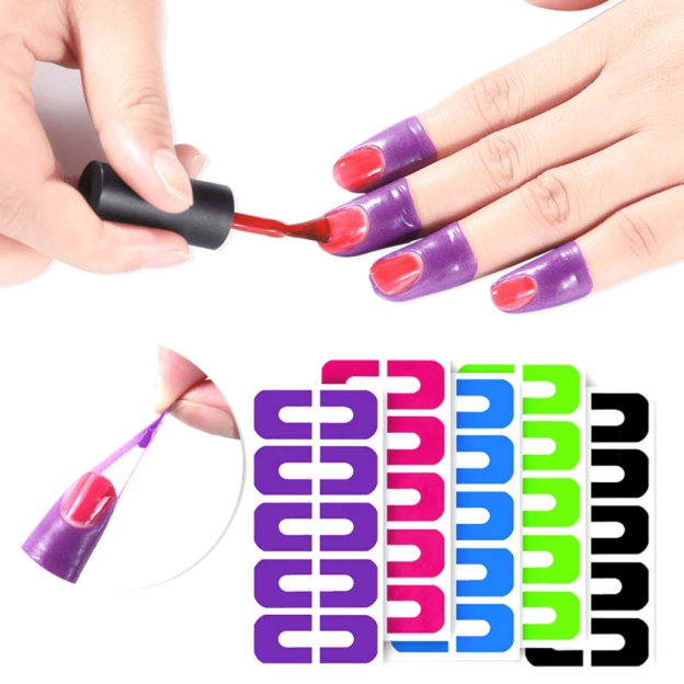 Mess-Free Manicure Magic: Durable, Easy-Apply U-Shape Nail Protector - Flexible, Unscented Latex Polish Barrier