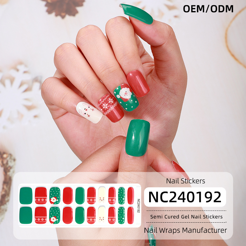 Merry Christmas Festive Nails Designs Semi Cured Gel Nail Strips