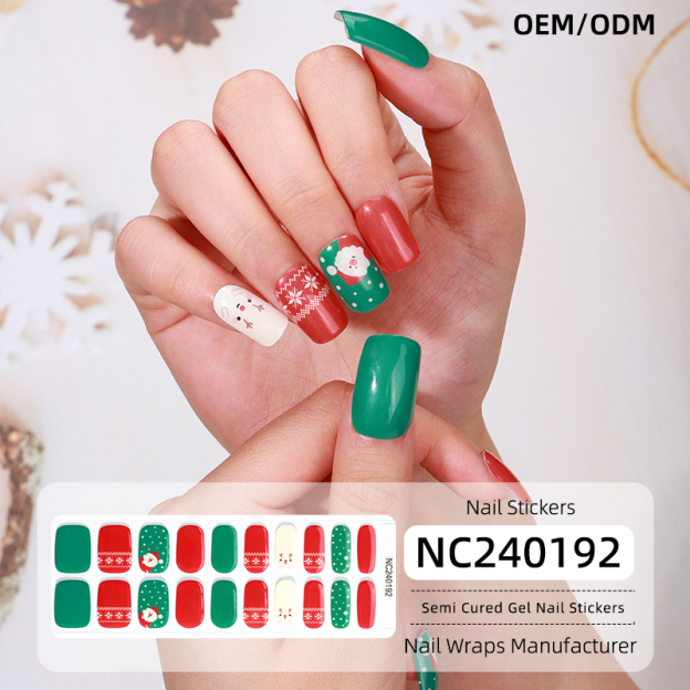 Merry Christmas Festive Nails Designs Semi Cured Gel Nail Strips