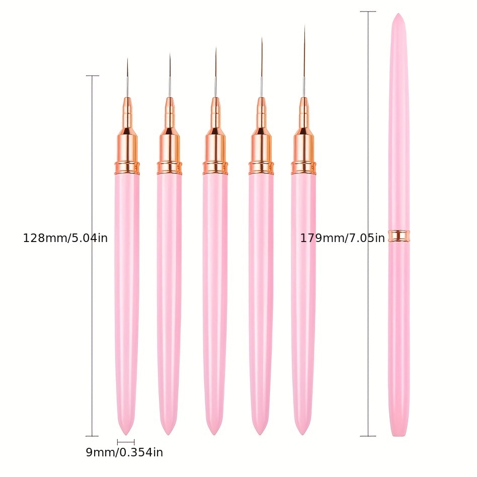 Gel Polish Nail Art Pro-Brush Kit - 5 Unscented Precision Sizes - Acetone Resistant for Stunning Manicures