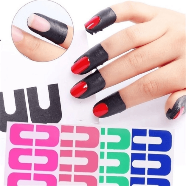 Mess-Free Manicure Magic: Durable, Easy-Apply U-Shape Nail Protector - Flexible, Unscented Latex Polish Barrier