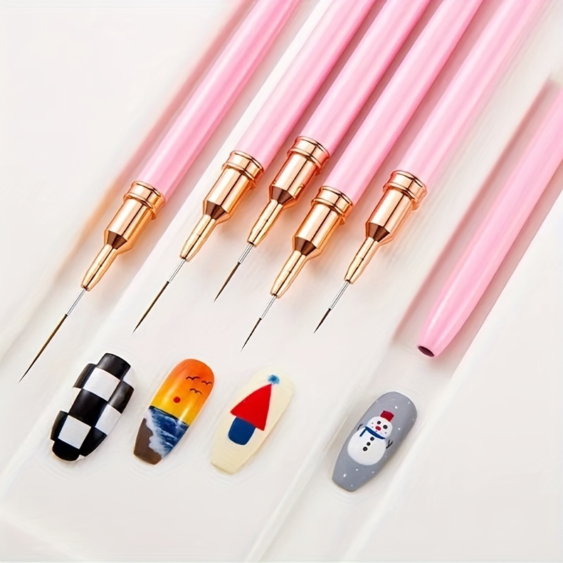 Gel Polish Nail Art Pro-Brush Kit - 5 Unscented Precision Sizes - Acetone Resistant for Stunning Manicures