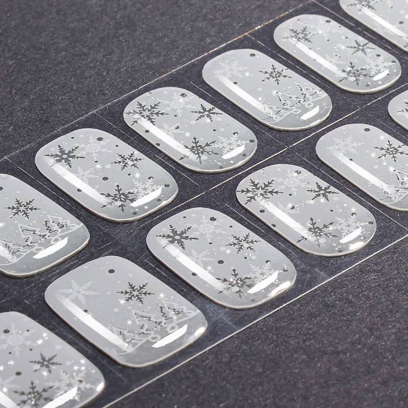 Silver Snowflake Frost Nails Designs Semi Cured Gel Nail Strips