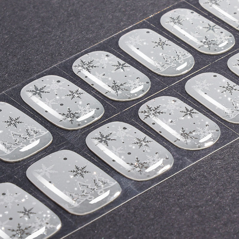 Silver Snowflake Frost Nails Designs Semi Cured Gel Nail Strips