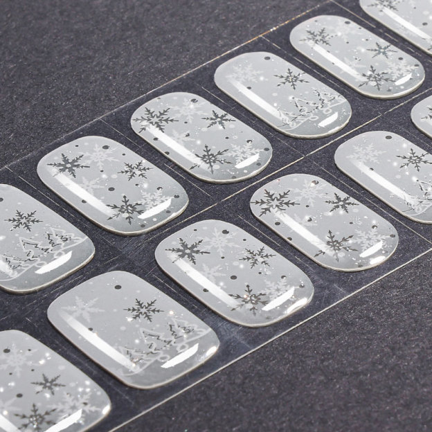 Silver Snowflake Frost Nails Designs Semi Cured Gel Nail Strips