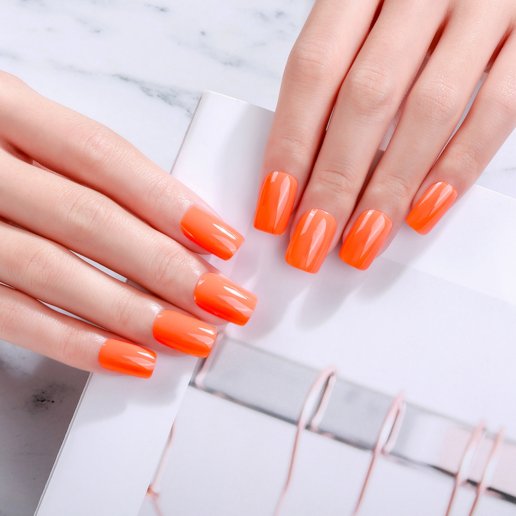 Tangerine Gloss Gel Nail Wraps – Bright Vitality for Summer Nails