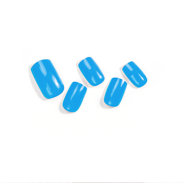 Ocean Blue Solid Nails Designs Semi Cured Gel Nail Strips
