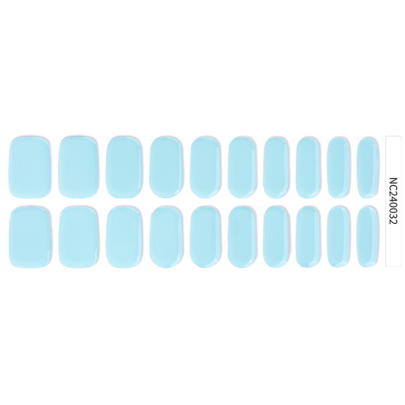 Sky Blue Solid Nails Designs Semi Cured Gel Nail Strips