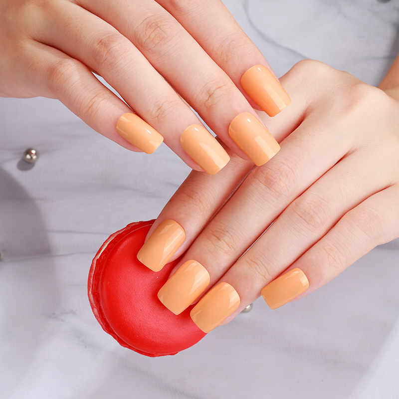 Apricot Glow Solid Nails Designs Semi Cured Gel Nail Strips