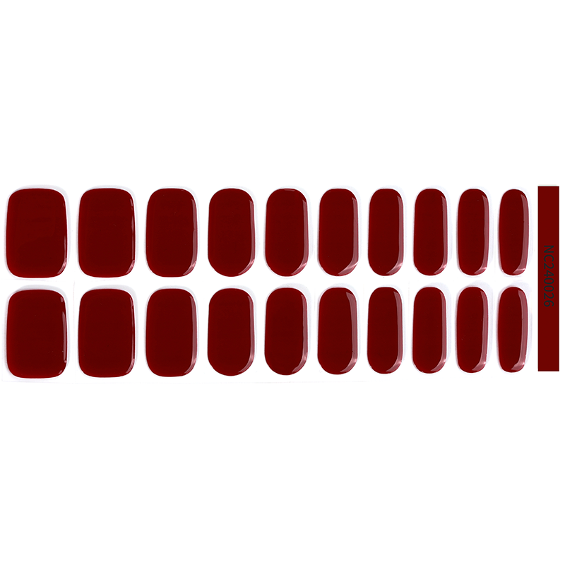 💋 Classic Wine Red Solid Nails Designs Semi Cured Gel Nail Strips