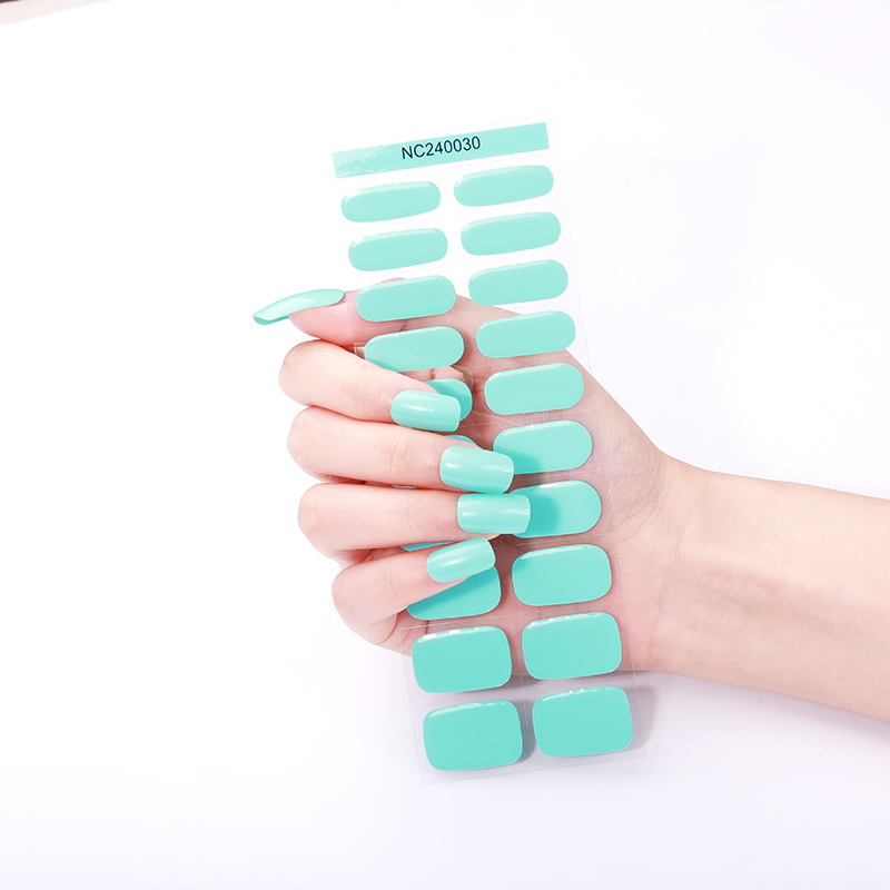 Mint Green Solid Nails Designs Semi Cured Gel Nail Strips