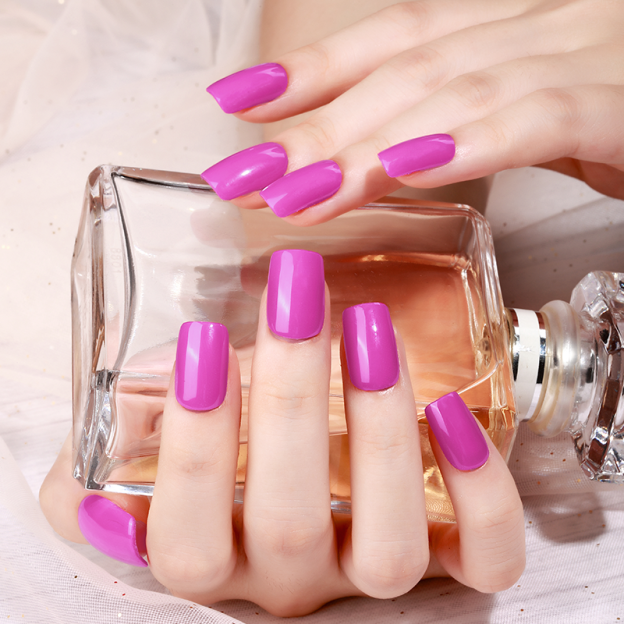 Vivid Orchid Solid Nails Designs Semi Cured Gel Nail Strips