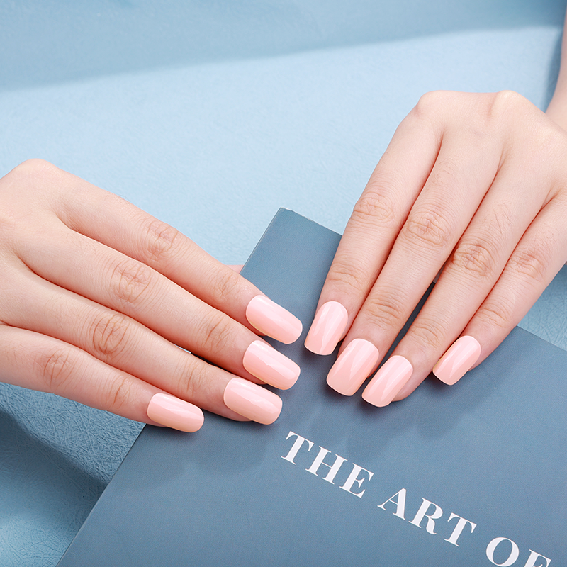 🌸 Soft Baby Pink Solid Nails Designs Semi Cured Gel Nail Strips