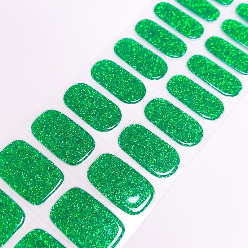 WESSINY GREEN GLITTER SEMICURED UV GEL NAIL STICKER KIT NG200152【BUY ANY 2 NAIL KITS GET FREE UV LAMP】- NG200152