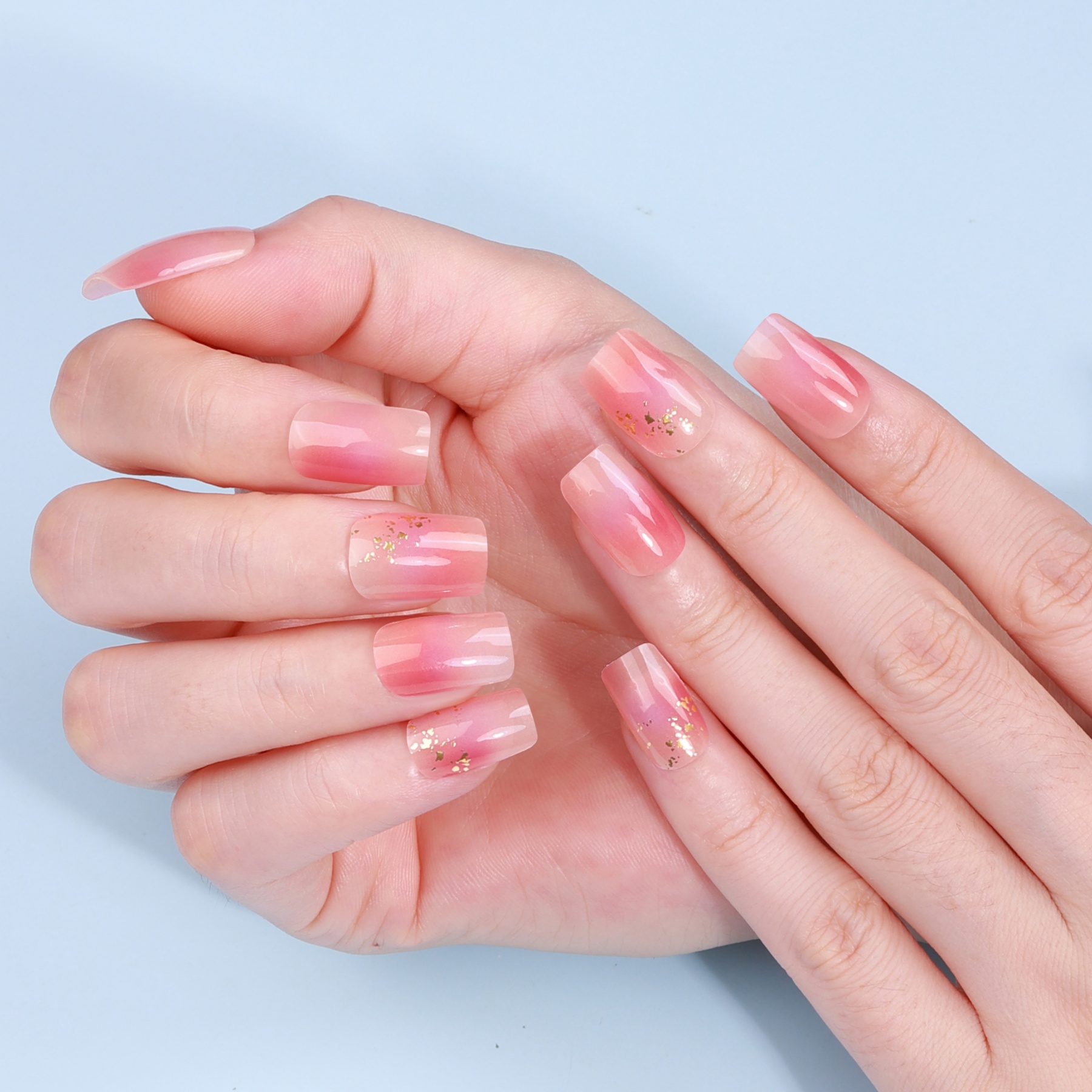 Blush Sheer Glitter Accent Gel Nail Wraps – Airy Sparkle for Gentle Nails