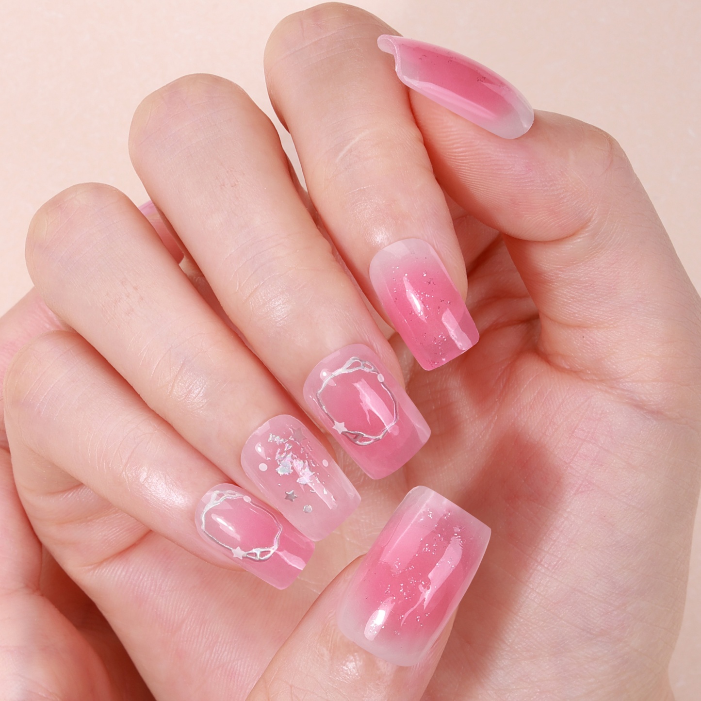 Hot Pink Crackle Accent Gel Nail Wraps – Bold Glow for Vibrant Nails