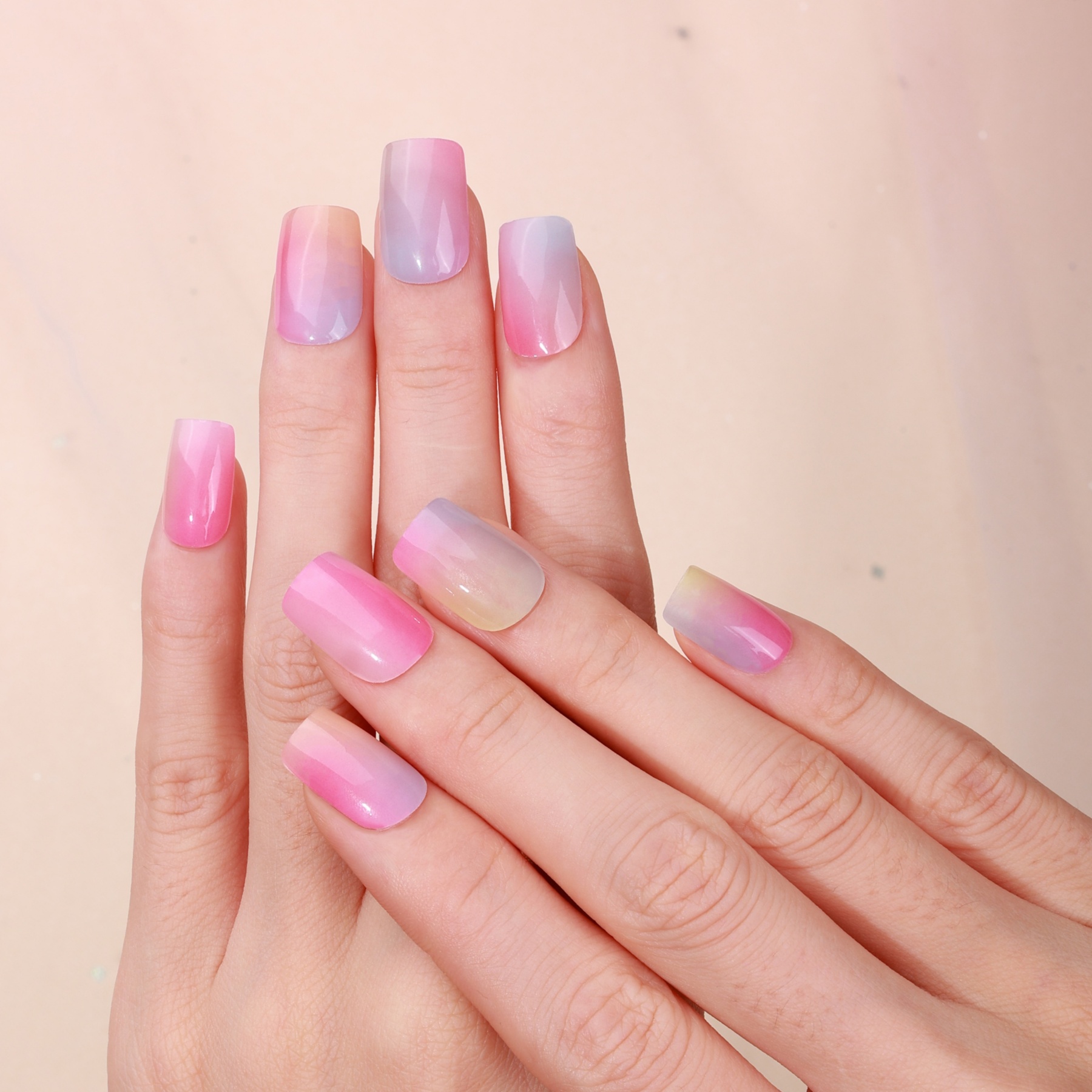 Pastel Rainbow Iridescent Gradient Gel Nail Wraps – Dreamy Shine for Playful Nails