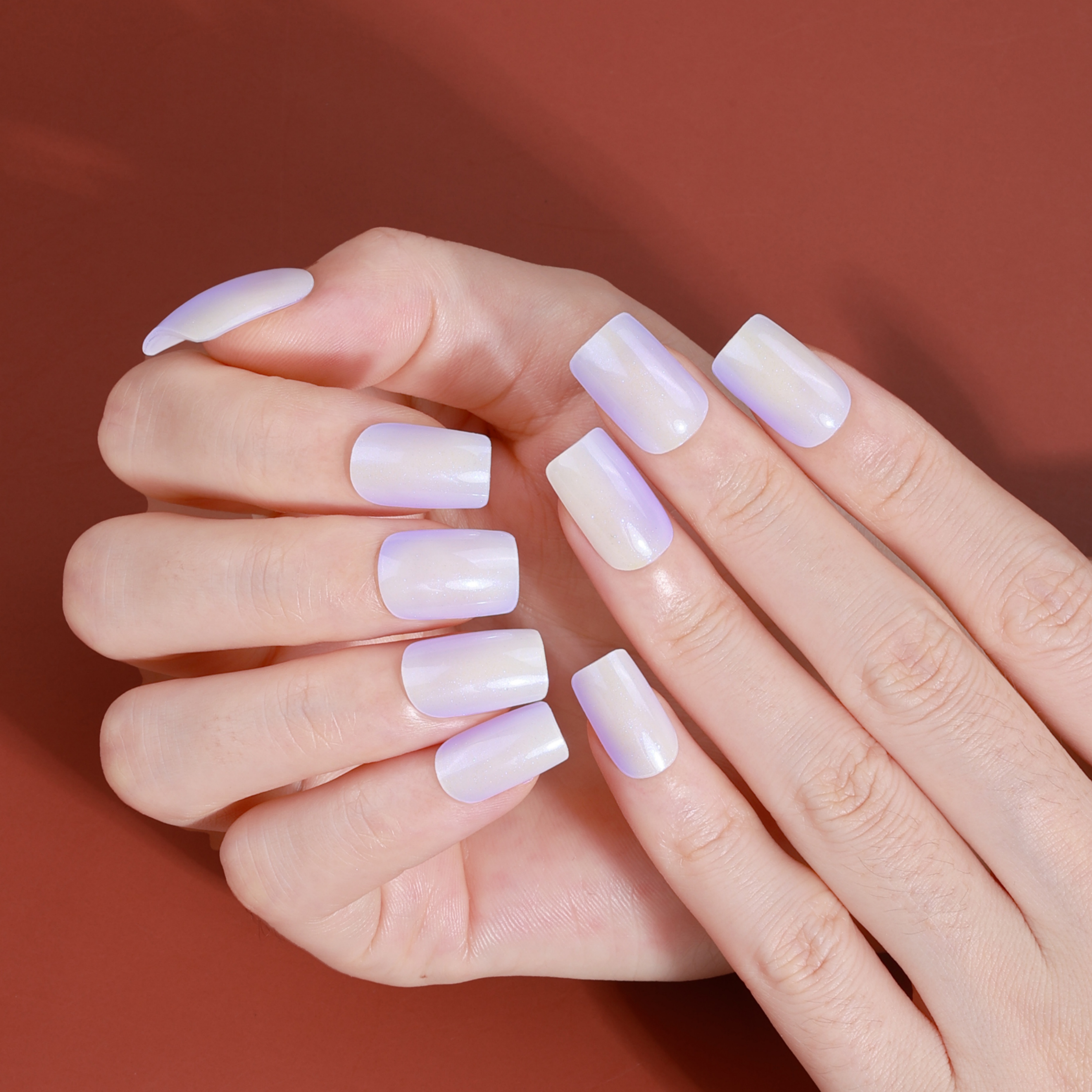 Opalescent Lavender Sheer Gel Nail Wraps – Subtle Iridescent Glow for Elegant Nails