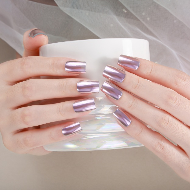 Metallic Lavender Holographic Gel Nail Wraps – Luxe Shine for Glam Nails