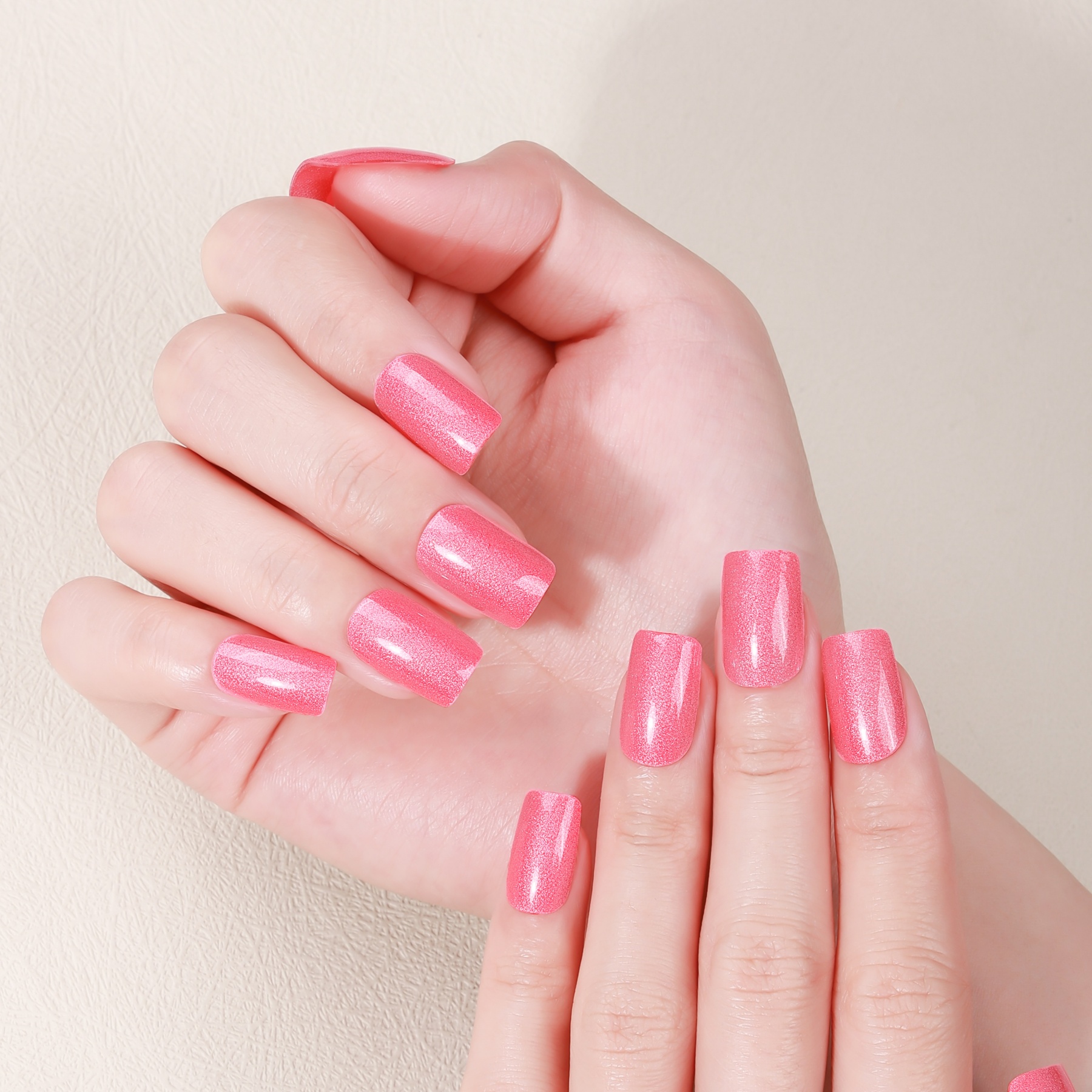 Neon Pink Shimmer Gel Nail Wraps – Bold Playfulness for Summer Nails