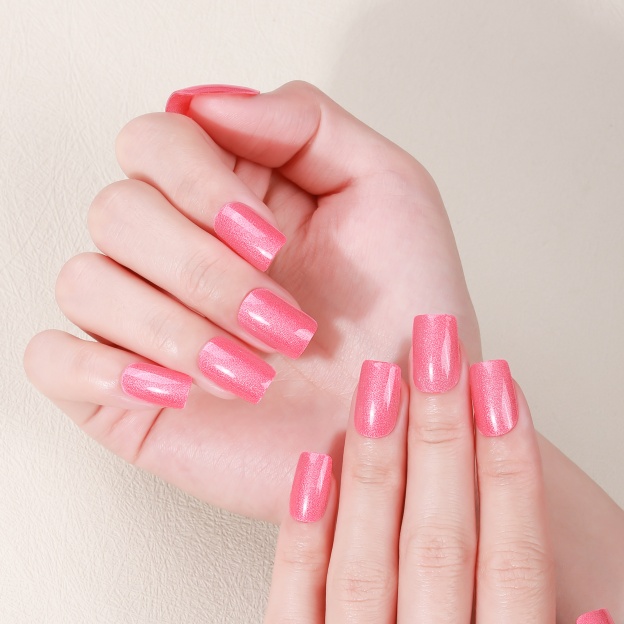 Neon Pink Shimmer Gel Nail Wraps – Bold Playfulness for Summer Nails