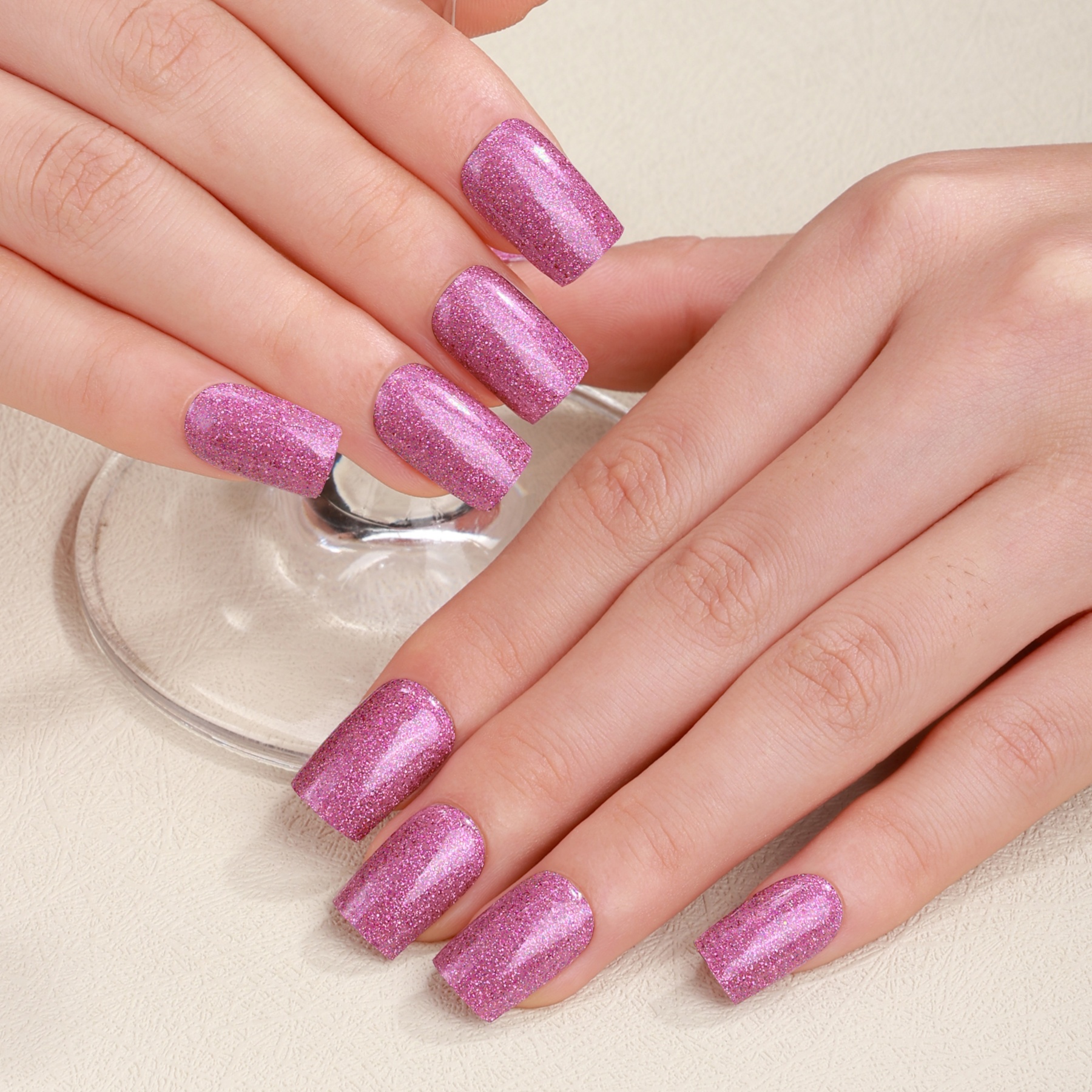 Glitter Mauve Gel Nail Wraps – Dazzling Sparkle at Your Fingertips