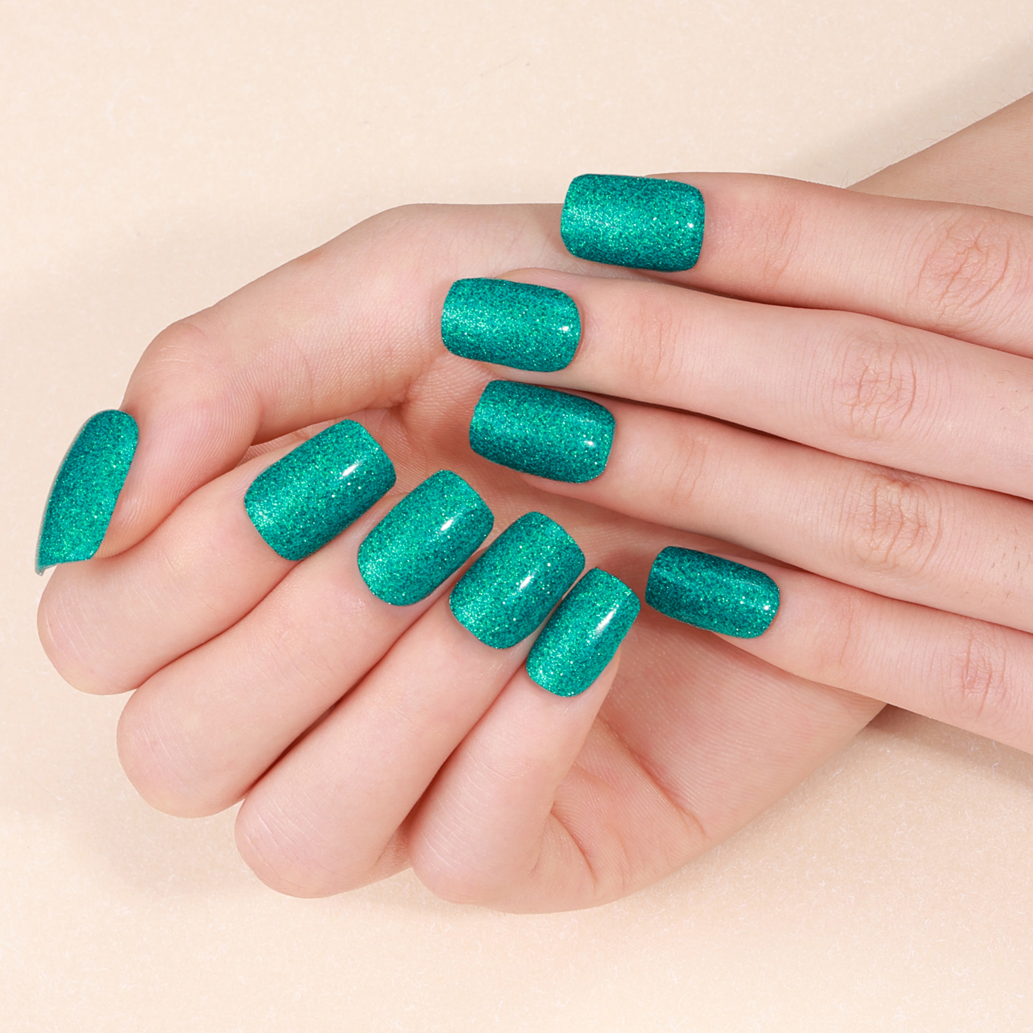 Glitter Teal Gel Nail Wraps – Rich Shimmer for Bold Nail Style