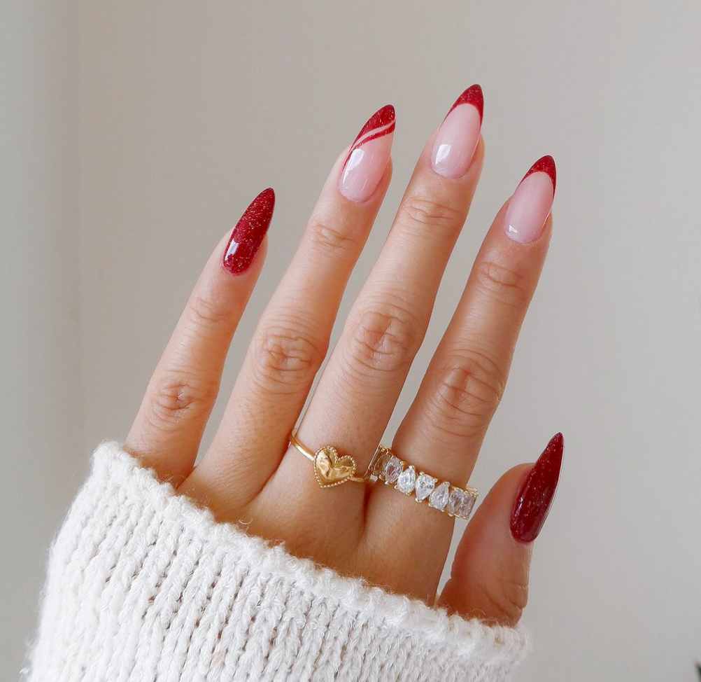 Christmas Red French Tip